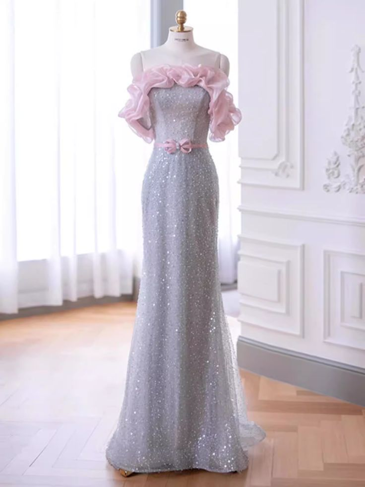 Sparkly Mermaid Strapless Sequin Long Prom Dress Evening Dress DP612