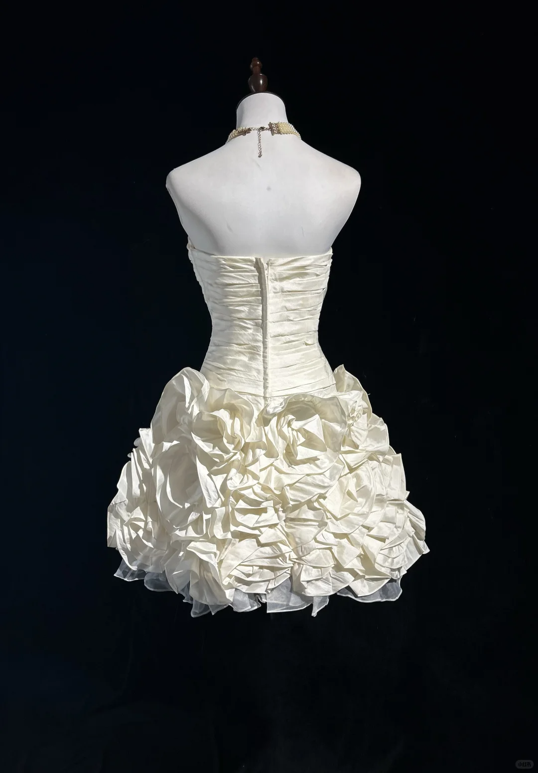 Ivory A Line Sweetheart Neck Pleated Flower Satin Short Homecoming Dress Cocktail Dress DP2608
