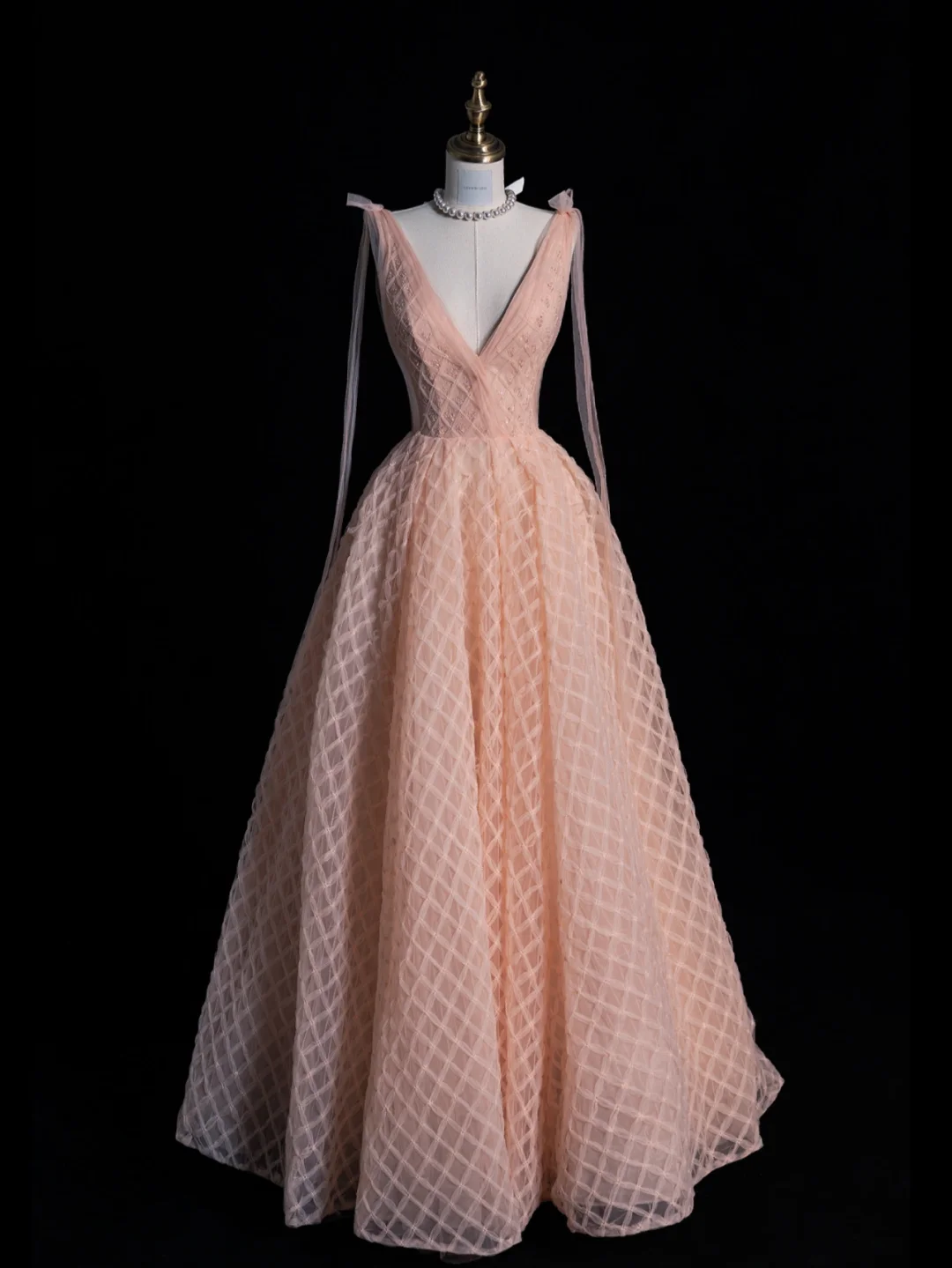 Cute A Line V Neck Tulle Long Prom Dress Graduation Prom Dress DP2264