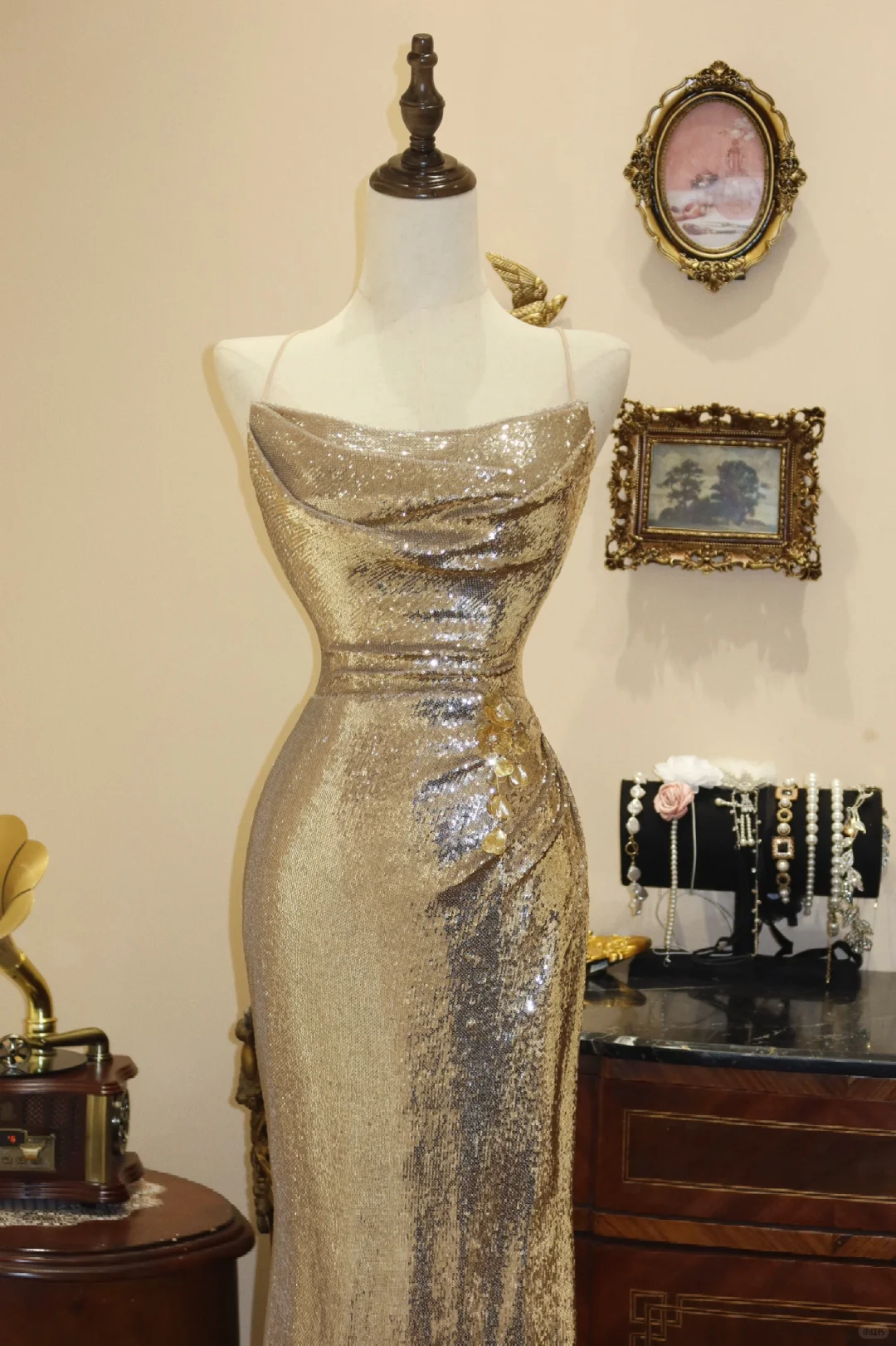 Shiny Mermaid Spaghetti Strap Sequin Prom Dress 16th Birthday Dress DP3913