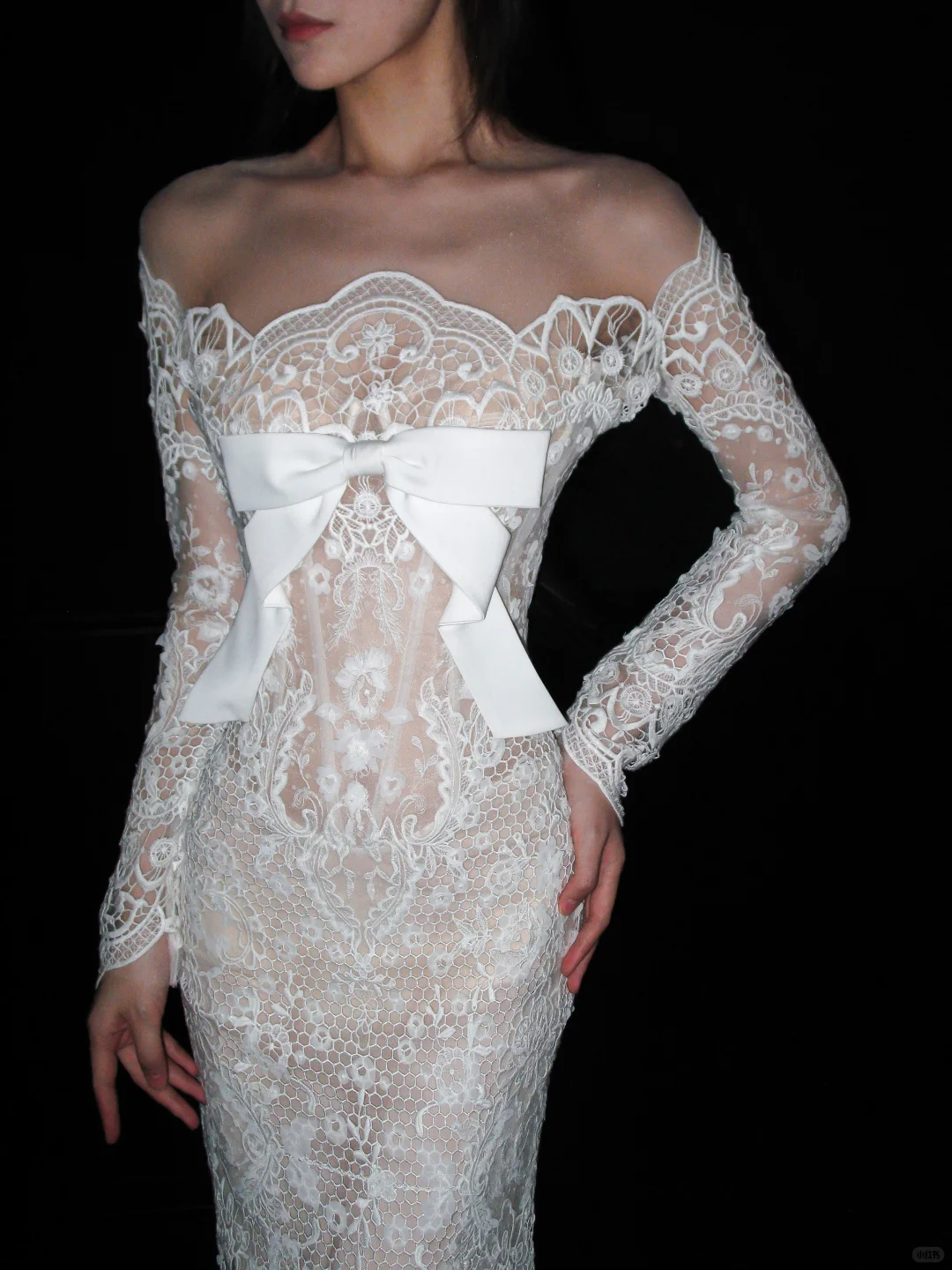 Unique Mermaid Long Sleeve White Exquisite Lace Long Wedding Dress DP8090