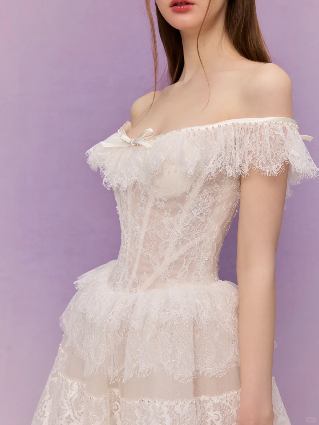 Pretty A Line Off the Shoulder White Layered Lace Long Prom Dress Evening 18th Birthday Dress DP3347