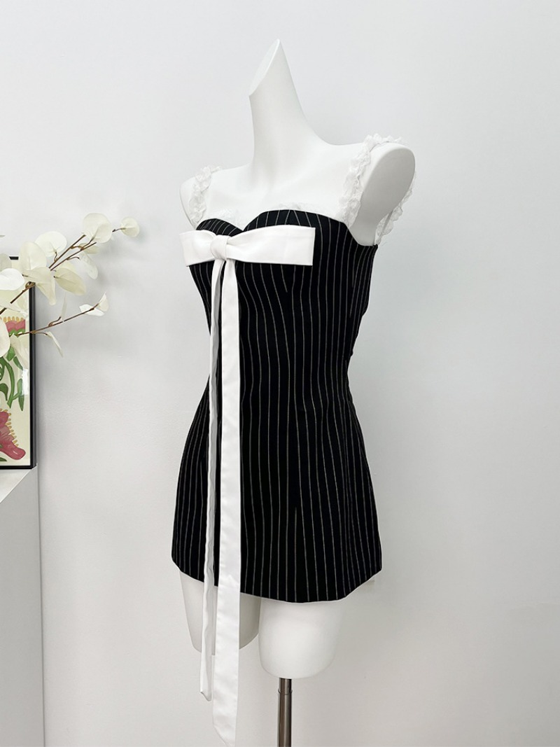 Sexy A Line Spaghetti Straps Bow Satin Short Homecoming Dress Outfits DP1349