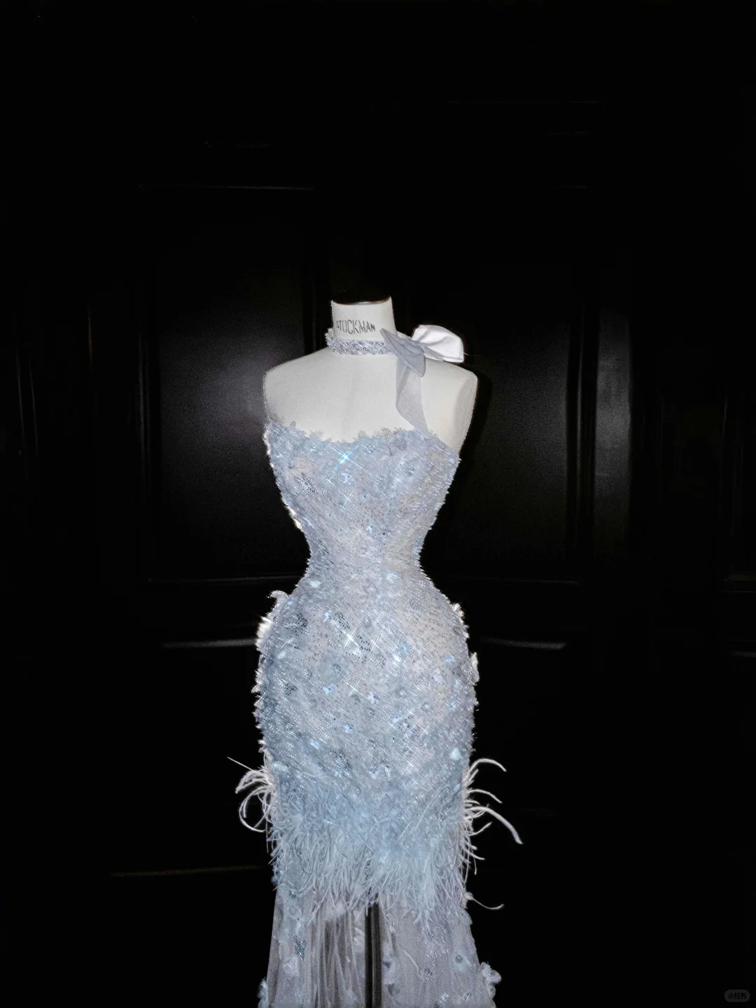 Baby Blue Mermaid Sweetheart Neck Beaded Feathder Tulle Prom Dress Evening Dress DP2811