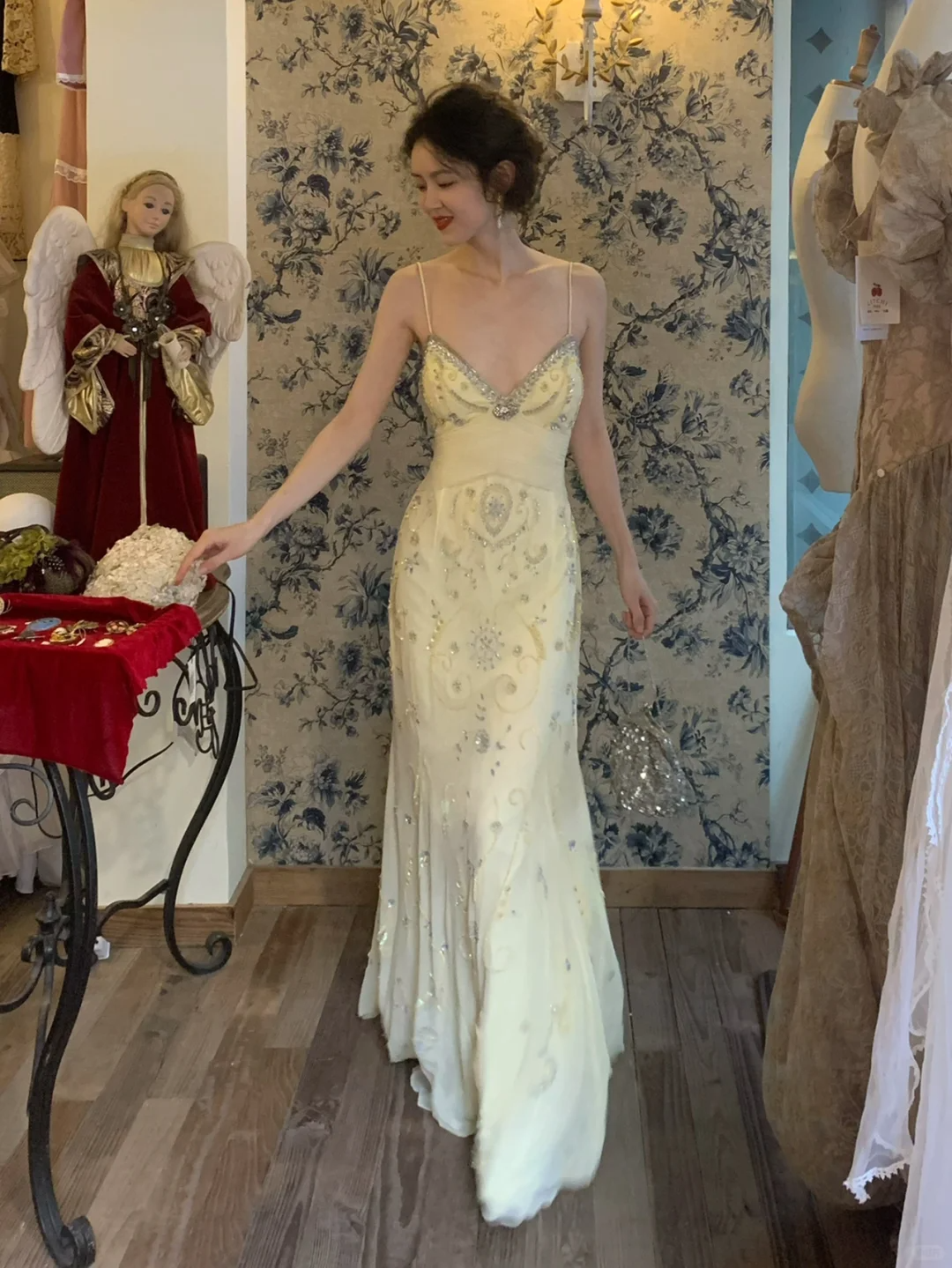 Vintage Light Yellow Spaghetti Strap Exquisite Rhinestone Chiffon Prom Dress 22th Birthday Dress DP3930