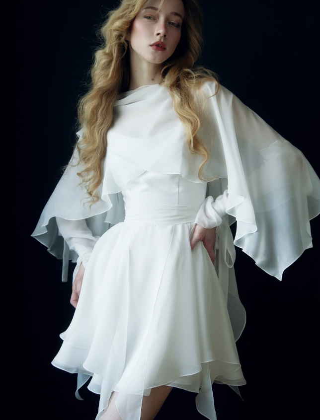 White Flowy A Line Spaghetti Strap Chiffon Short Homecoming Dress Outfits DP3147