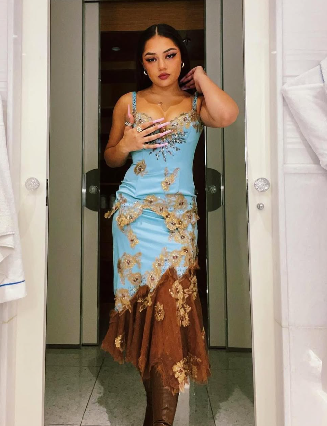 Vintage Mermaid Spaghetti Straps Beaded Lace Blue Satin Evening Dress DP1554