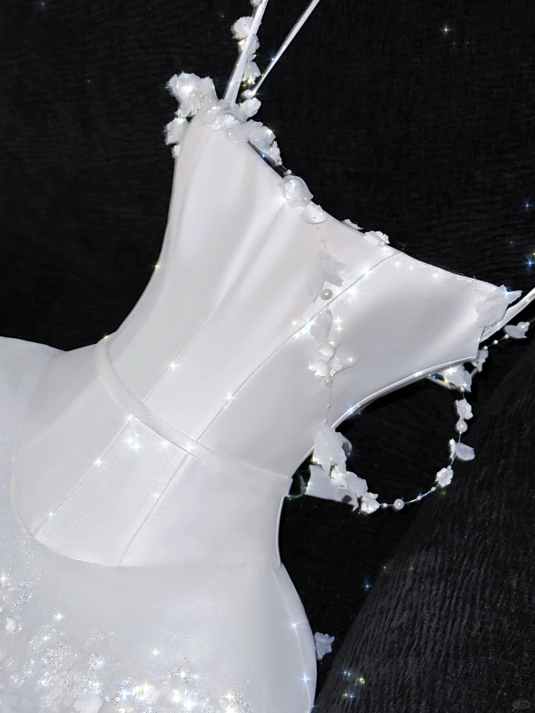 Fairy A Line Spaghetti Strap Flower White Satin Tulle Party Dress Prom Dress DP2565