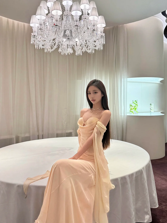 Simple Mermaid Spaghetti Strap Chiffon Prom Dress Party Dress DP2513