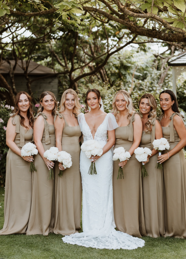 Simple Brown A Line Straps Satin Long Bridesmaid Dress DP5111