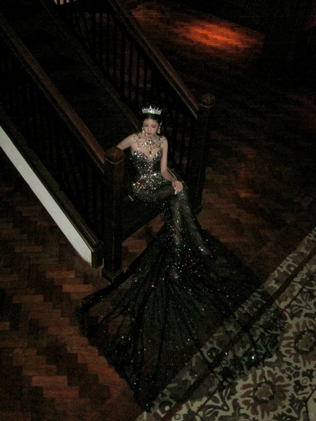 Black Sexy Mermaid Sweetheart Neck Beaded Tulle Prom Dress 16th Birthday Dress DP4248