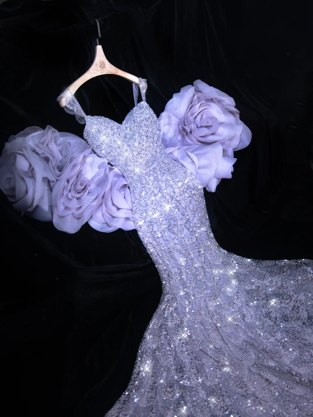 Purple Romantic Mermaid Layered Beaded Floral Tulle Prom Dress Evening Dress Party Dress DP2967
