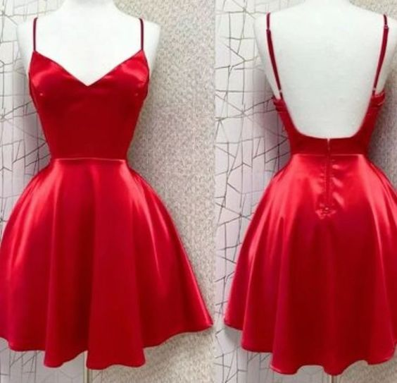 Red Straps Birthday Outfits Homecoming Dress DP545