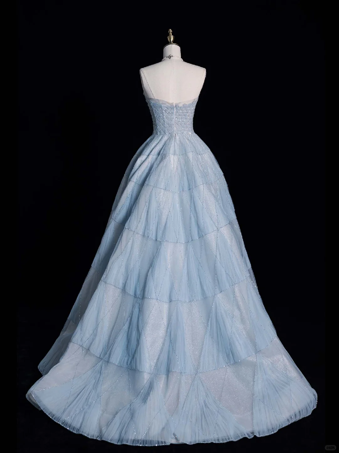 Gentle A Line Strapless Tiered Baby Blue Tulle Prom Dress Graduation Prom Dress DP2192