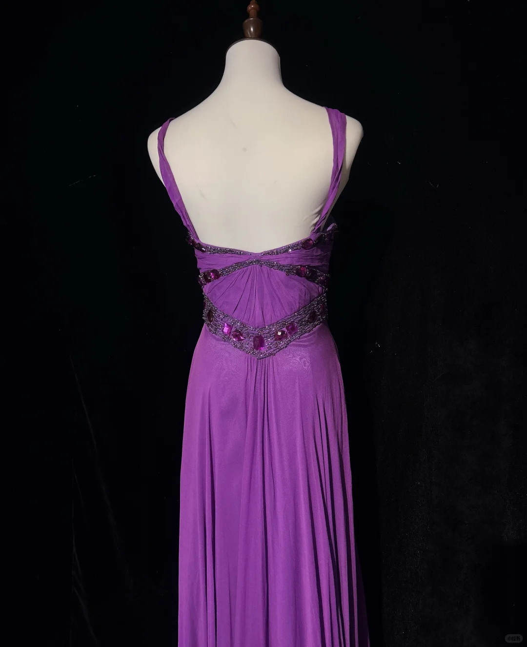 Retro A Line Halter Beaded Purple Chiffon Prom Dress Party Dress DP2772