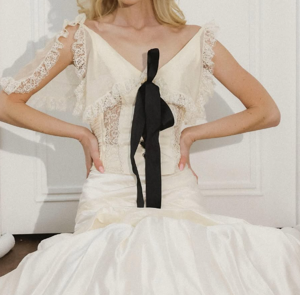 Elegant Mermaid Lace Bow Ivory Satin Long Prom Dress Graduation Prom Dress DP2076