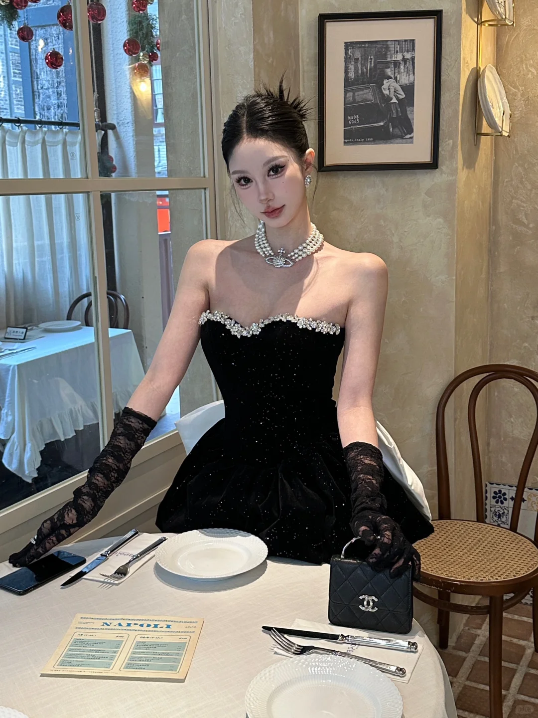 Cute A Line Sweetheart Neck Rhinestone Black Sequin Homecoming Dress with Bow DP2697