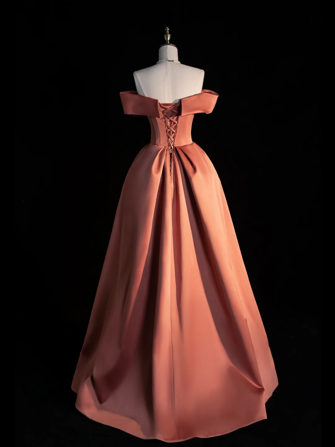 Elegant A Line Off the Shoulder Flower Beaded Satin Party Dress Evening Dress DP2285