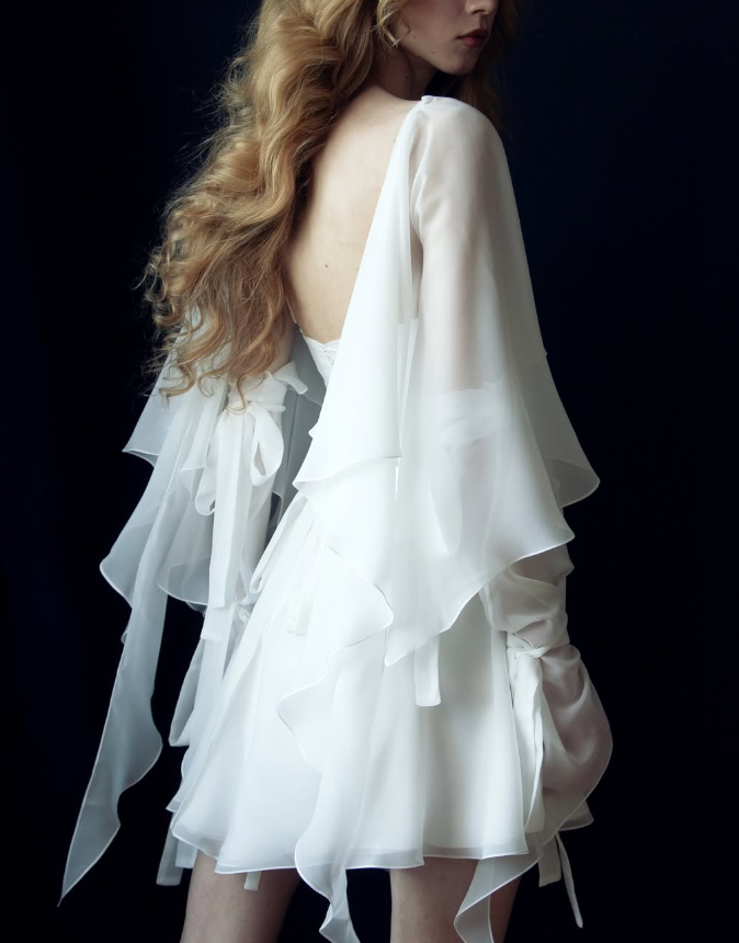 White Flowy A Line Spaghetti Strap Chiffon Short Homecoming Dress Outfits DP3147