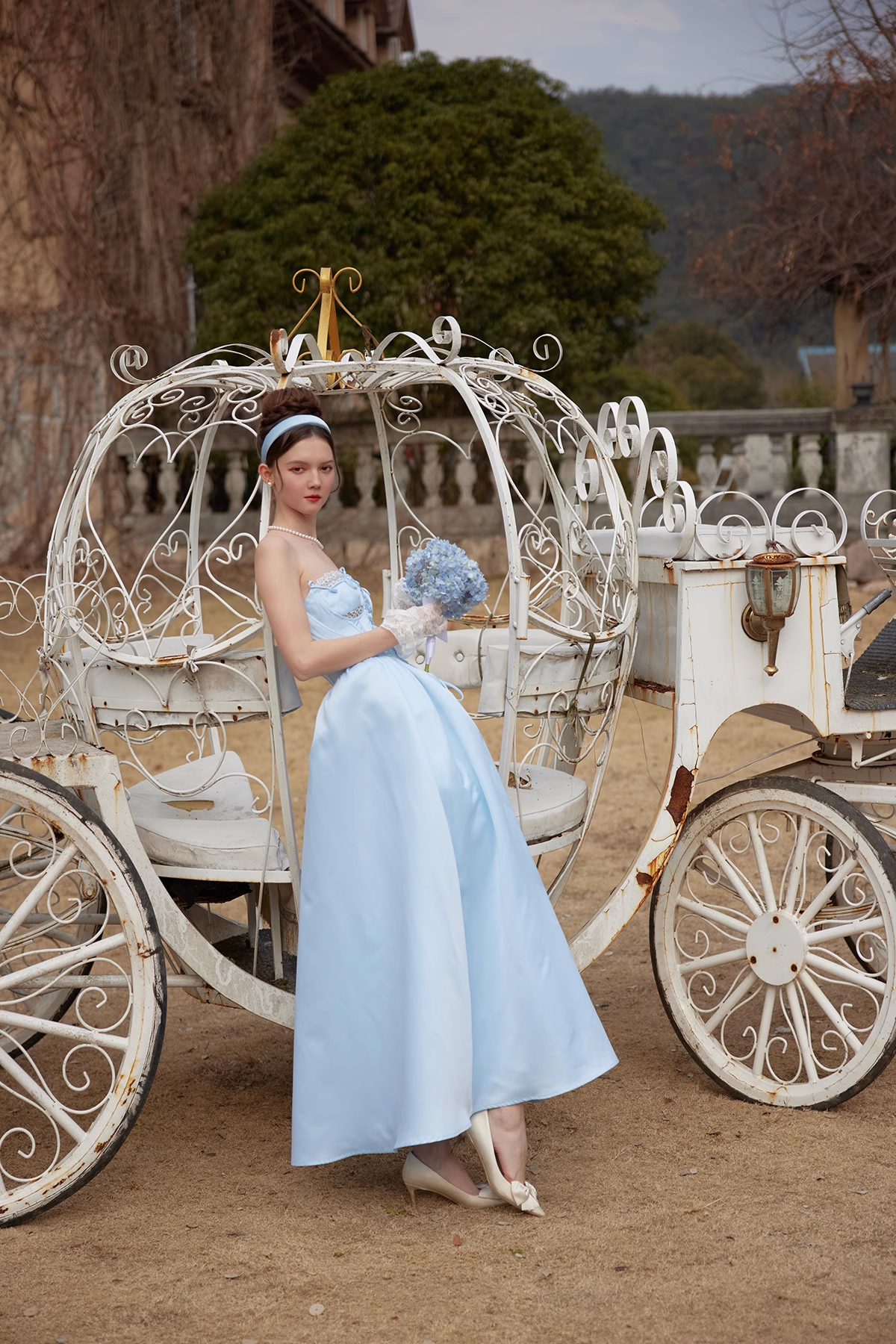 Cinderella A Line Strapless Blue Satin Prom Dress Party Dress DP2736