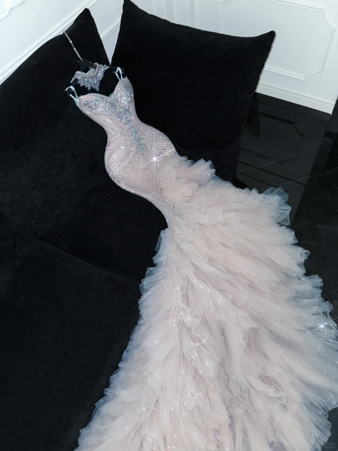 Shiny Mermaid Sweetheart Neck Beaded Tulle Long Sweep Prom Dress Party Dress DP2571