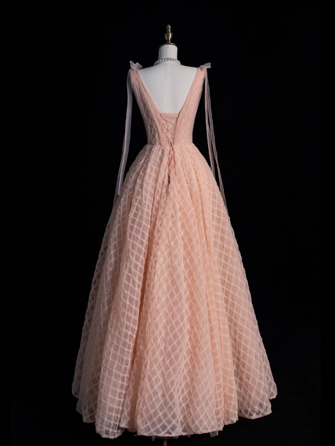 Cute A Line V Neck Tulle Long Prom Dress Graduation Prom Dress DP2264