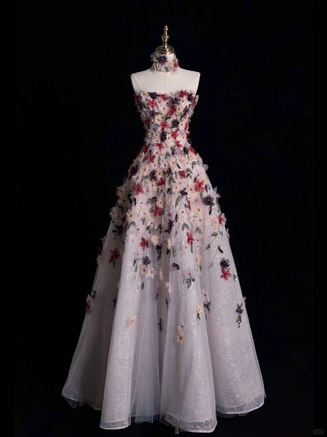 Princess A Line Sweetheart Neck Floral Tulle Prom Dress Evening Dress DP2190