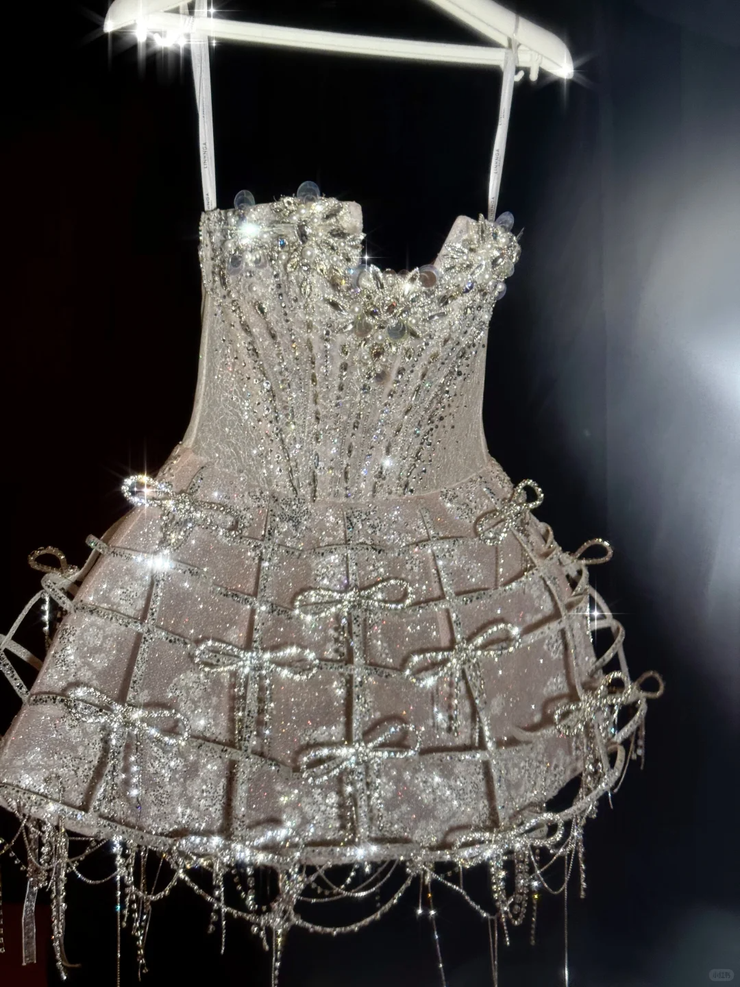 Shiny A Line Strapless Rhinestone Sequin Tulle Short Homecoming Dress Cocktail Dress with Bow DP2642