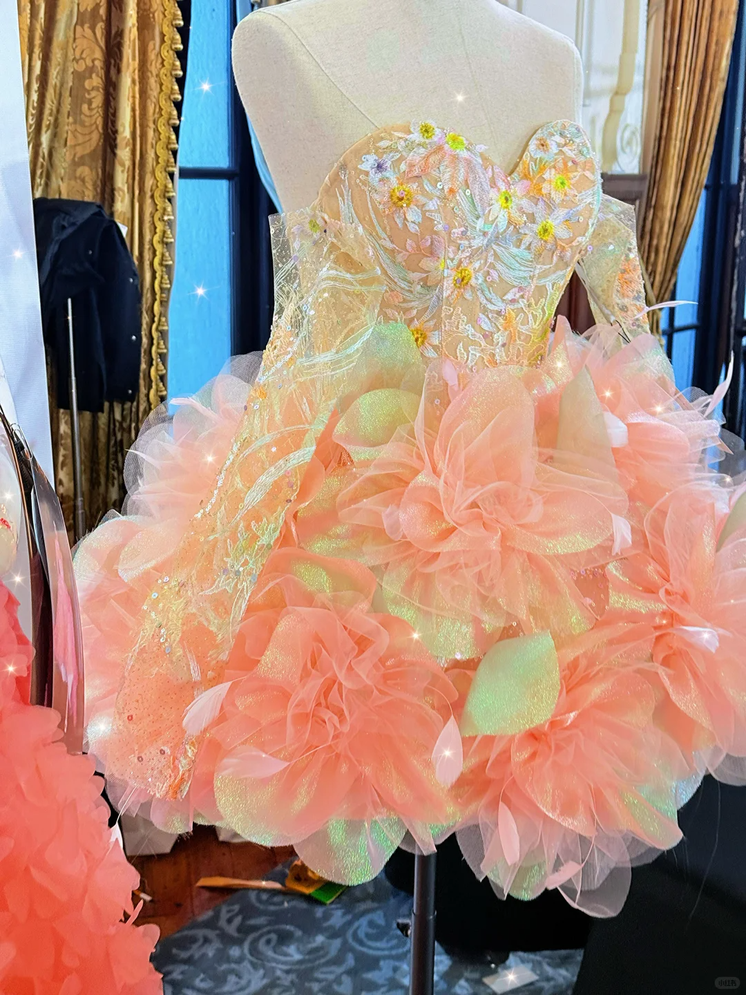 Stunning A Line Long Sleeve Embroidery Flower Tulle Short Homecoming Dress DP2700
