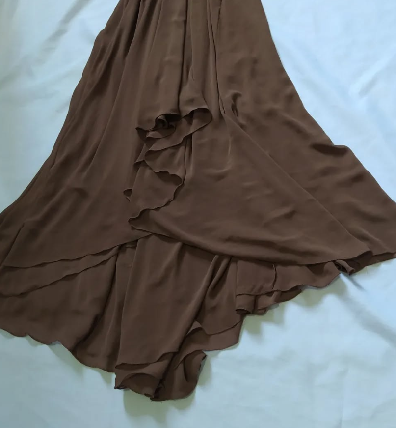 Vintage A Line Spaghetti Strap Beaded Sequin Brown Chiffon Prom Dress Graduation Prom Dress DP2155