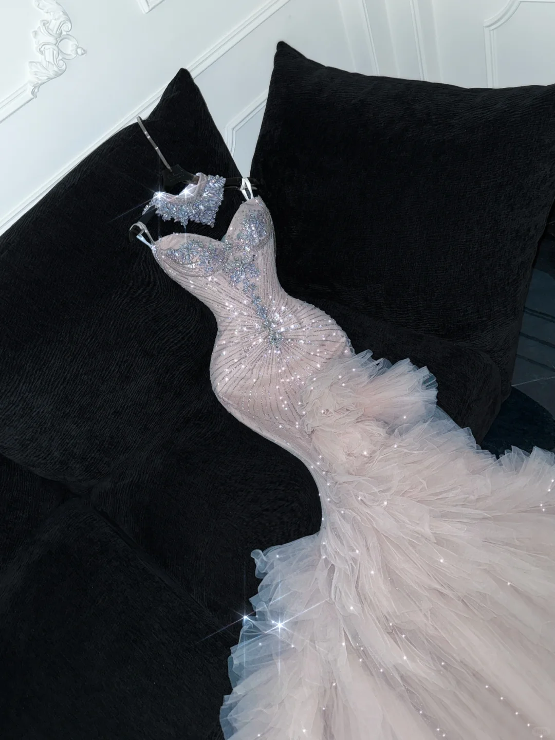 Shiny Mermaid Sweetheart Neck Beaded Tulle Long Sweep Prom Dress Party Dress DP2571