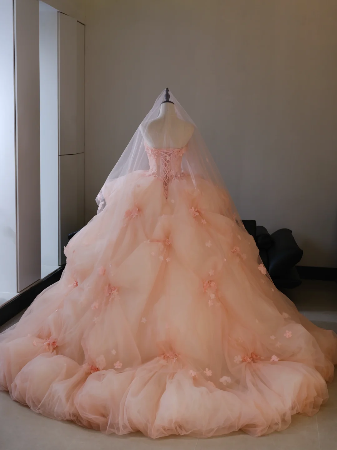 Gorgeous A Line Sweetheart Neck Flower Pink Tulle Prom Dress Evening Dress DP2186