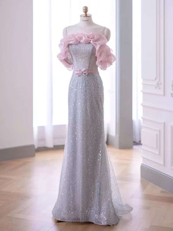 Sparkly Mermaid Strapless Sequin Long Prom Dress Evening Dress DP612