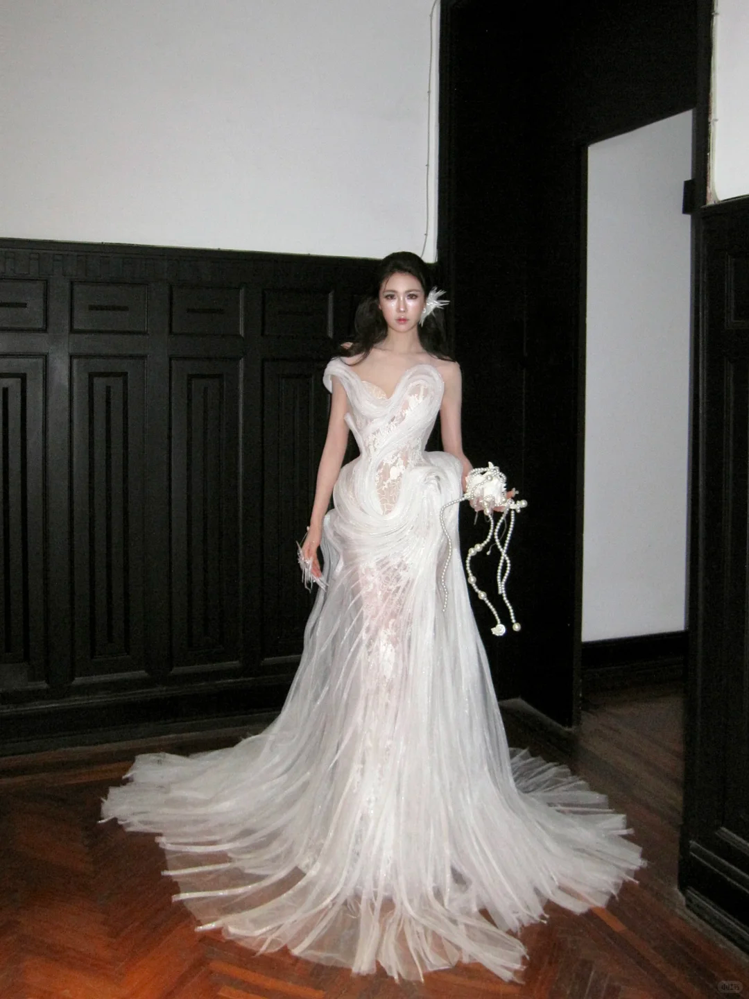 Charming A Line Off the Shoulder Layered White Tulle Prom Dress Evening Dress DP2658