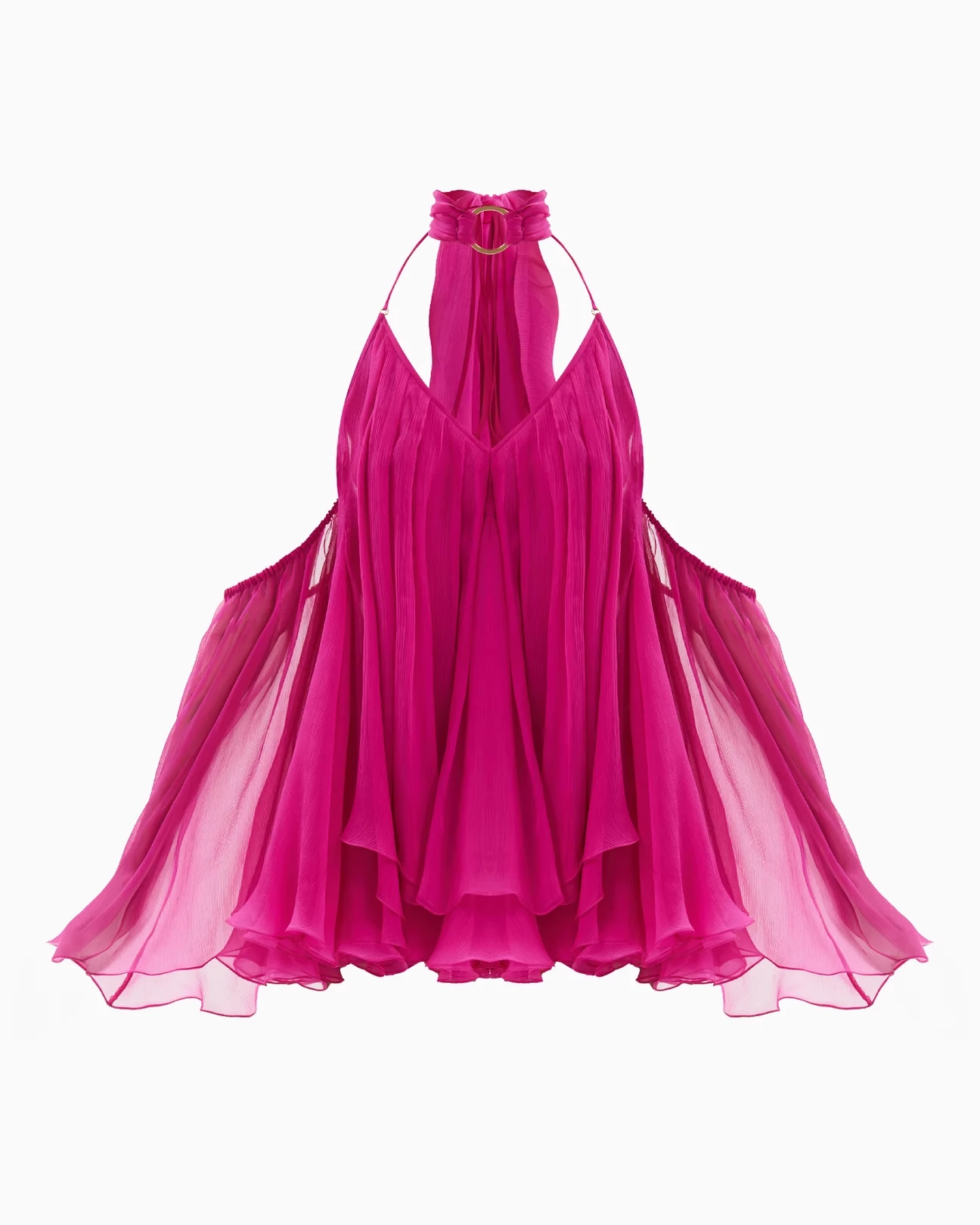 Sexy A Line Halter Hot Pink Chiffon Short Open Back Homecoming Dress DP2738