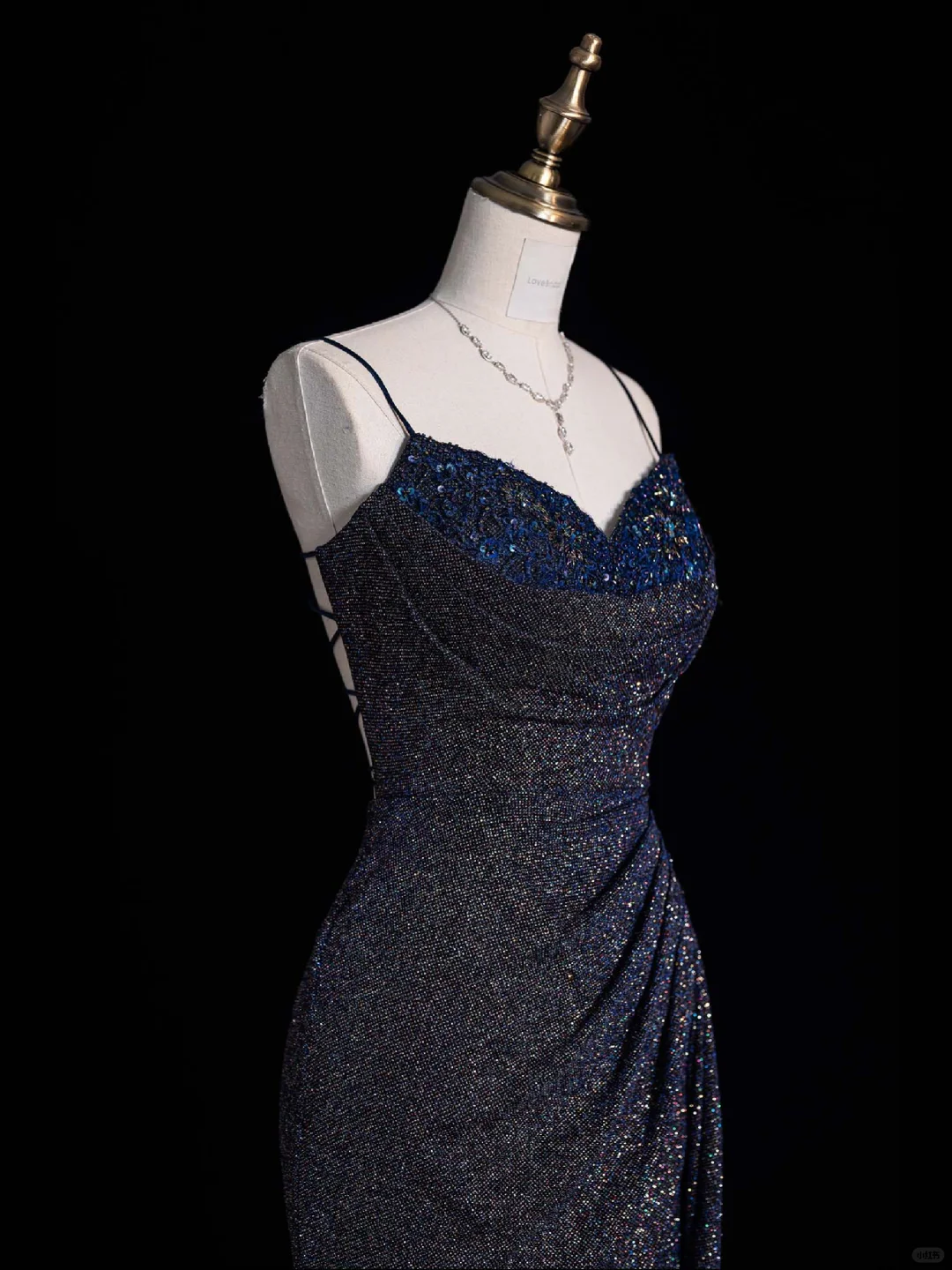 Stunning A Line Spaghetti Strap Sequin Open Back Long Prom Dress Graduation Prom Dress DP2213