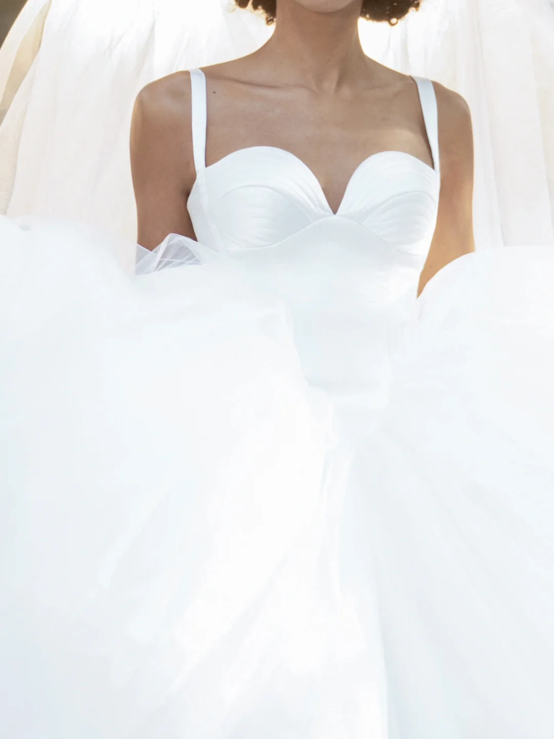 New A Line Spaghetti Strap White Satin Tulle Long Wedding Dress DP2629