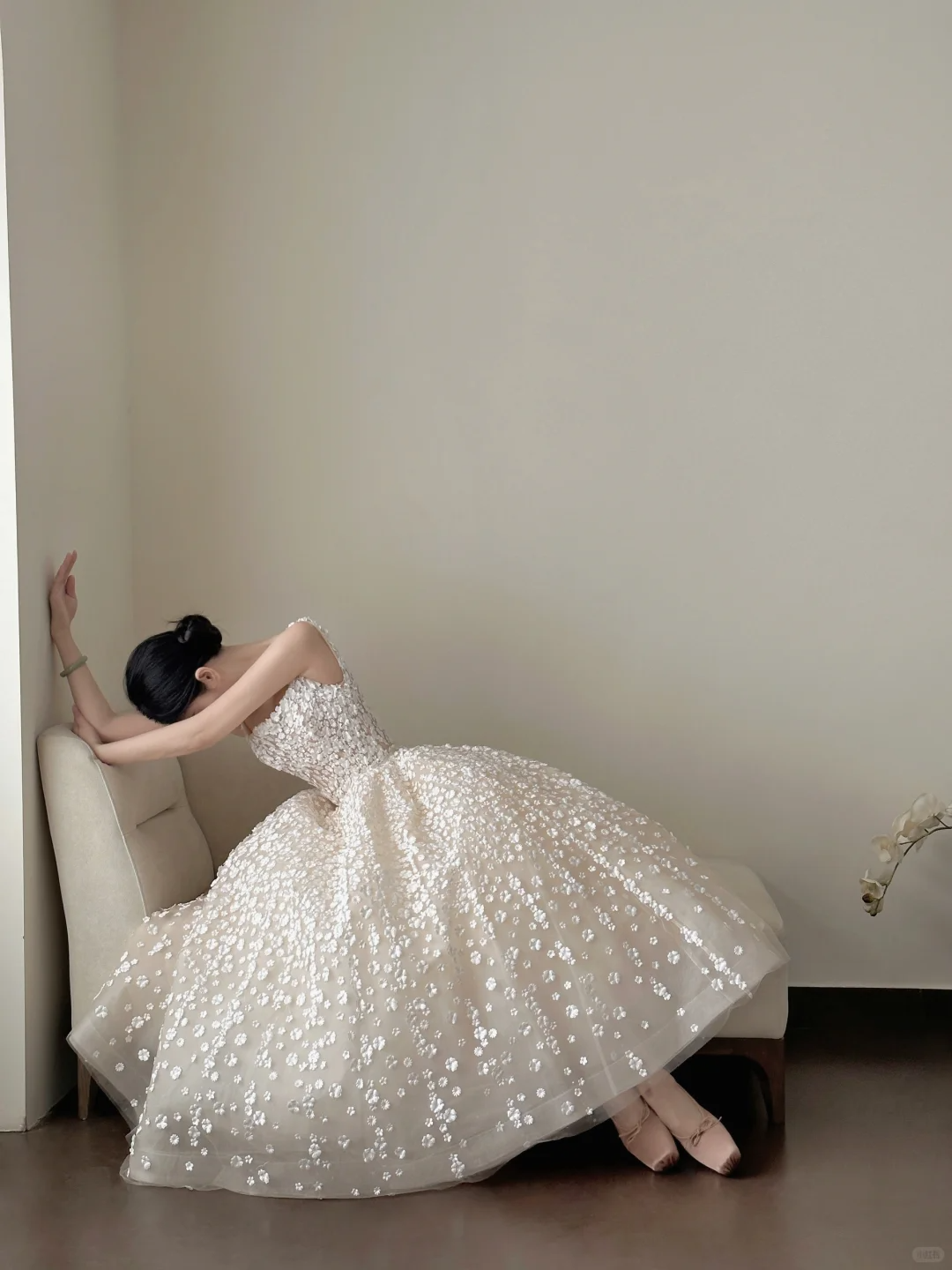 White Flower Exquisite Ball Gown Strapless Tulle Prom Dress Formal Dress 16th Birthday Dress DP3449