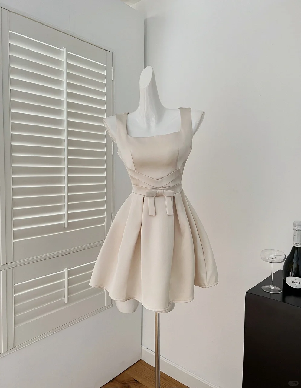 Pink A Line Straps Bow Satin Mini Homecoming Dress Birthday Dress DP2609
