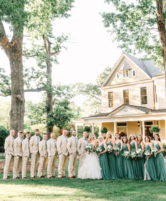 Green A Line Spaghetti Straps Tulle Long Bridesmaid Dress DP4974