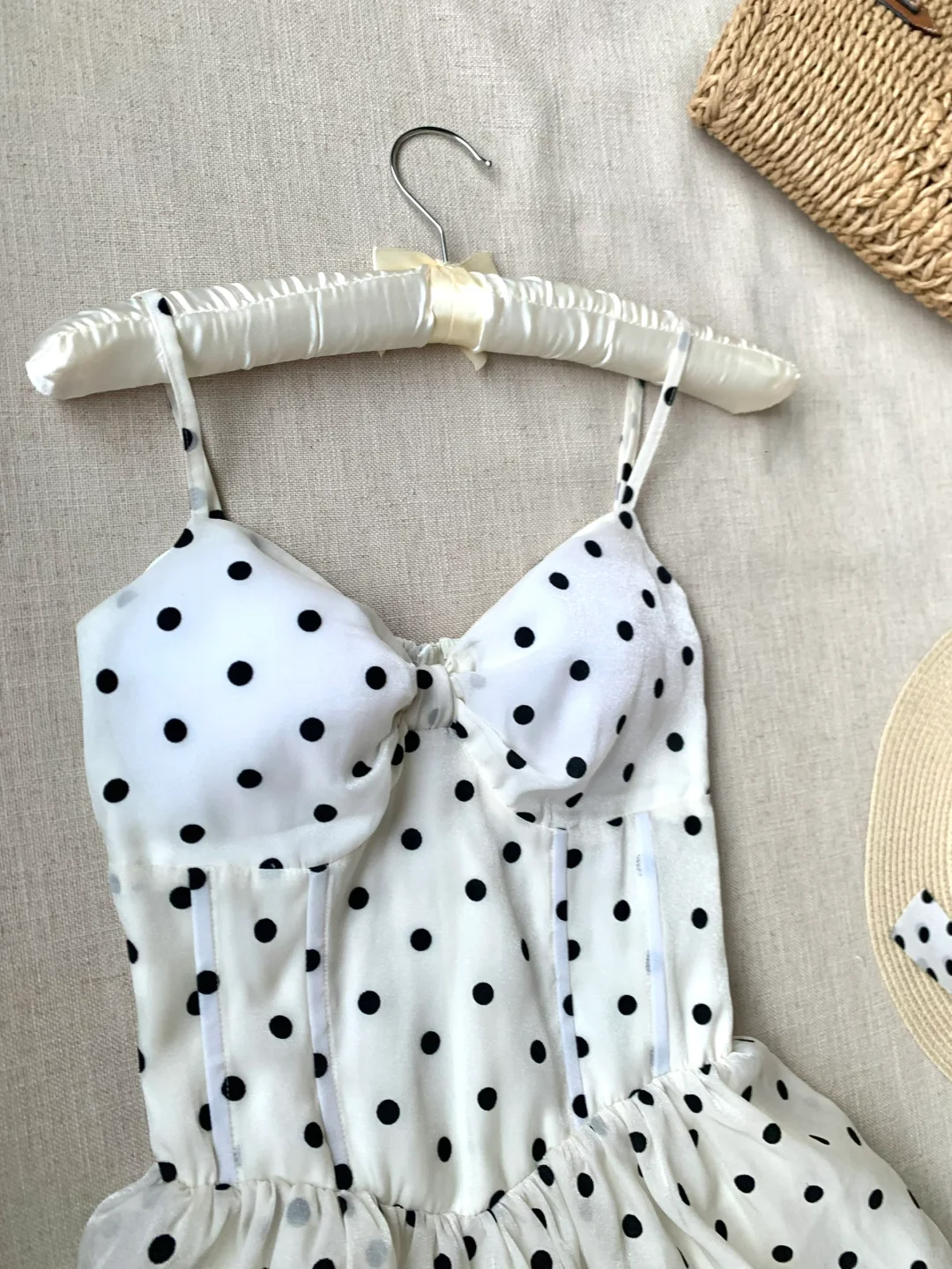 Cute A Line Spaghetti Strap Polka Dot Tiered Chiffon Party Dress Evening Dress DP2414