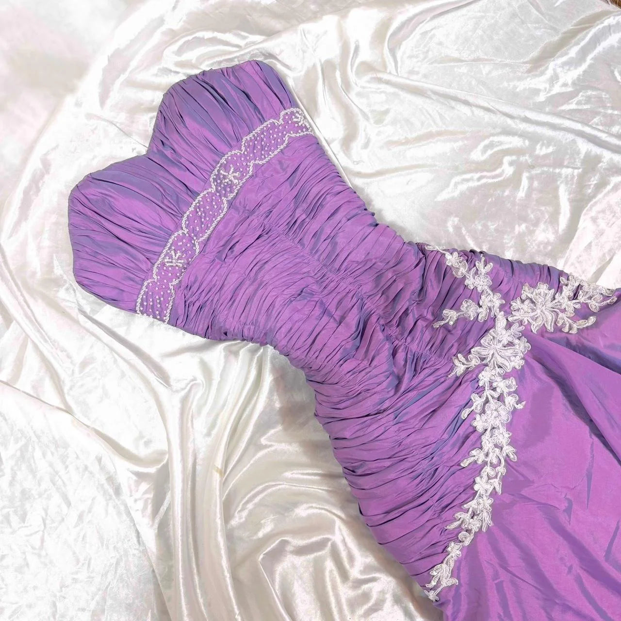 Purple Vintage Fashion Elegant Exquisite Floral Beading Long Satin Ball Gown Evening Dress Party Dress Prom Dress Fairy Dress Gothic Dress DP3071