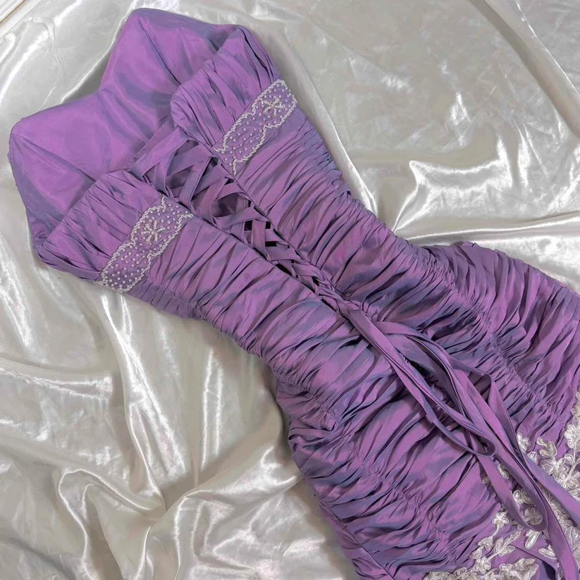 Purple Vintage Fashion Elegant Exquisite Floral Beading Long Satin Ball Gown Evening Dress Party Dress Prom Dress Fairy Dress Gothic Dress DP3071