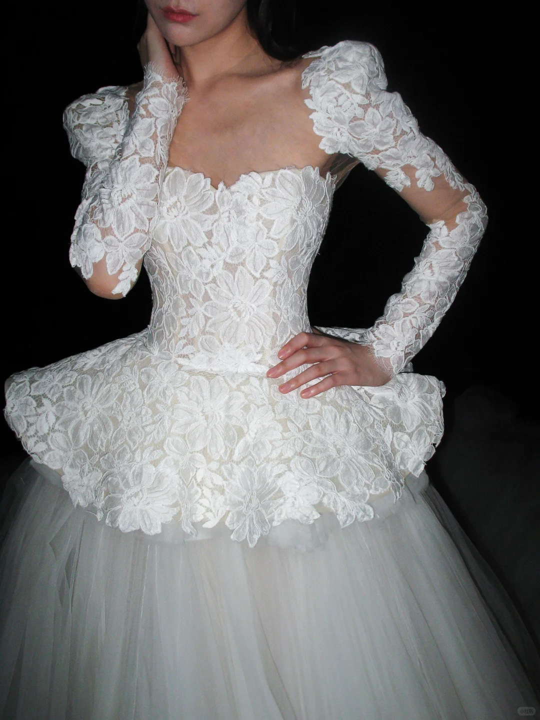 White Ball Gown Square Neck Exquisite Lace Tulle Long Wedding Dress DP8107