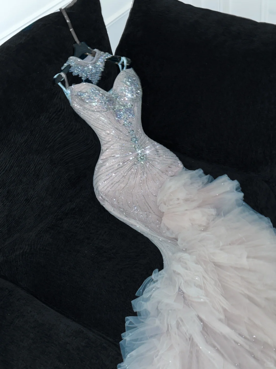 Shiny Mermaid Sweetheart Neck Beaded Tulle Long Sweep Prom Dress Party Dress DP2571