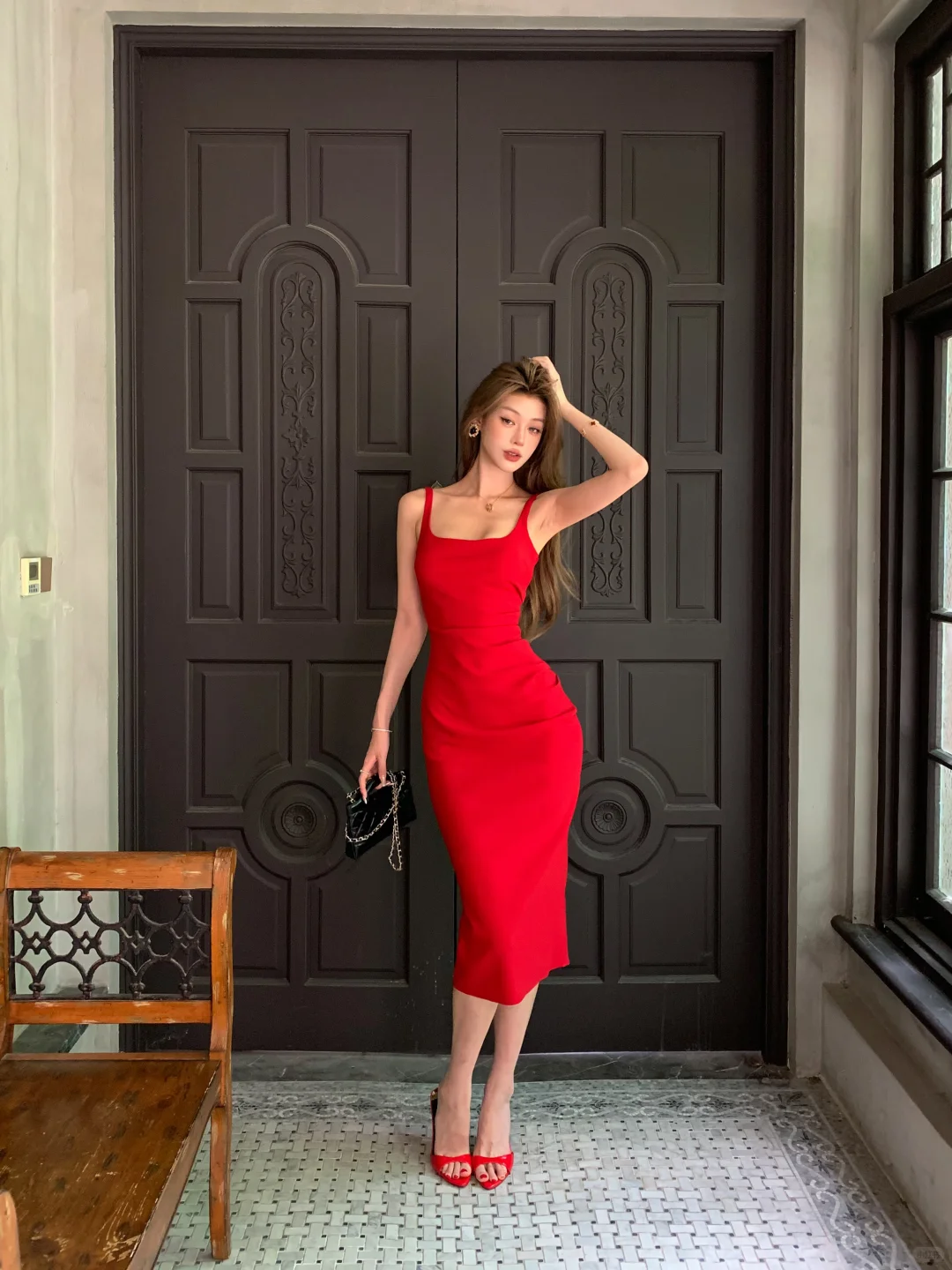 Charming Red Sheath Spaghetti Strap Satin Prom Dress Wedding Guest Dress DP3999
