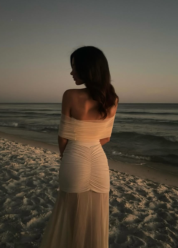 Champagne Mermaid Off the Shoulder Chiffon Satin Long Prom Dress Evening Dress DP1291