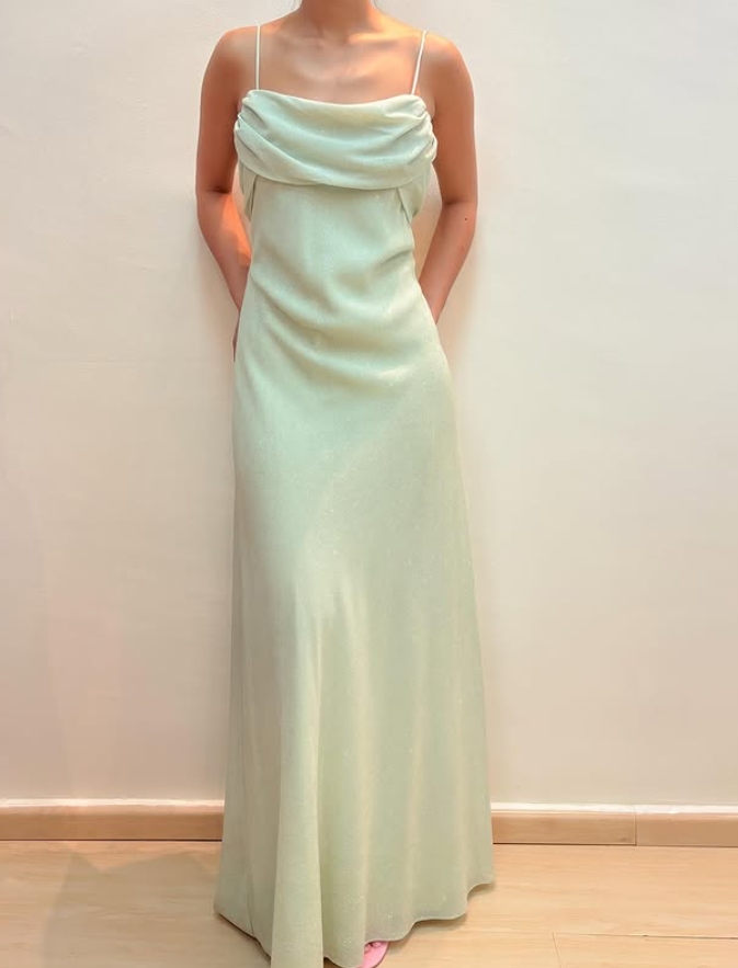 Vintage Light Green Simple A Line Chiffon Prom Dress Evening Dress Date Dress DP5282