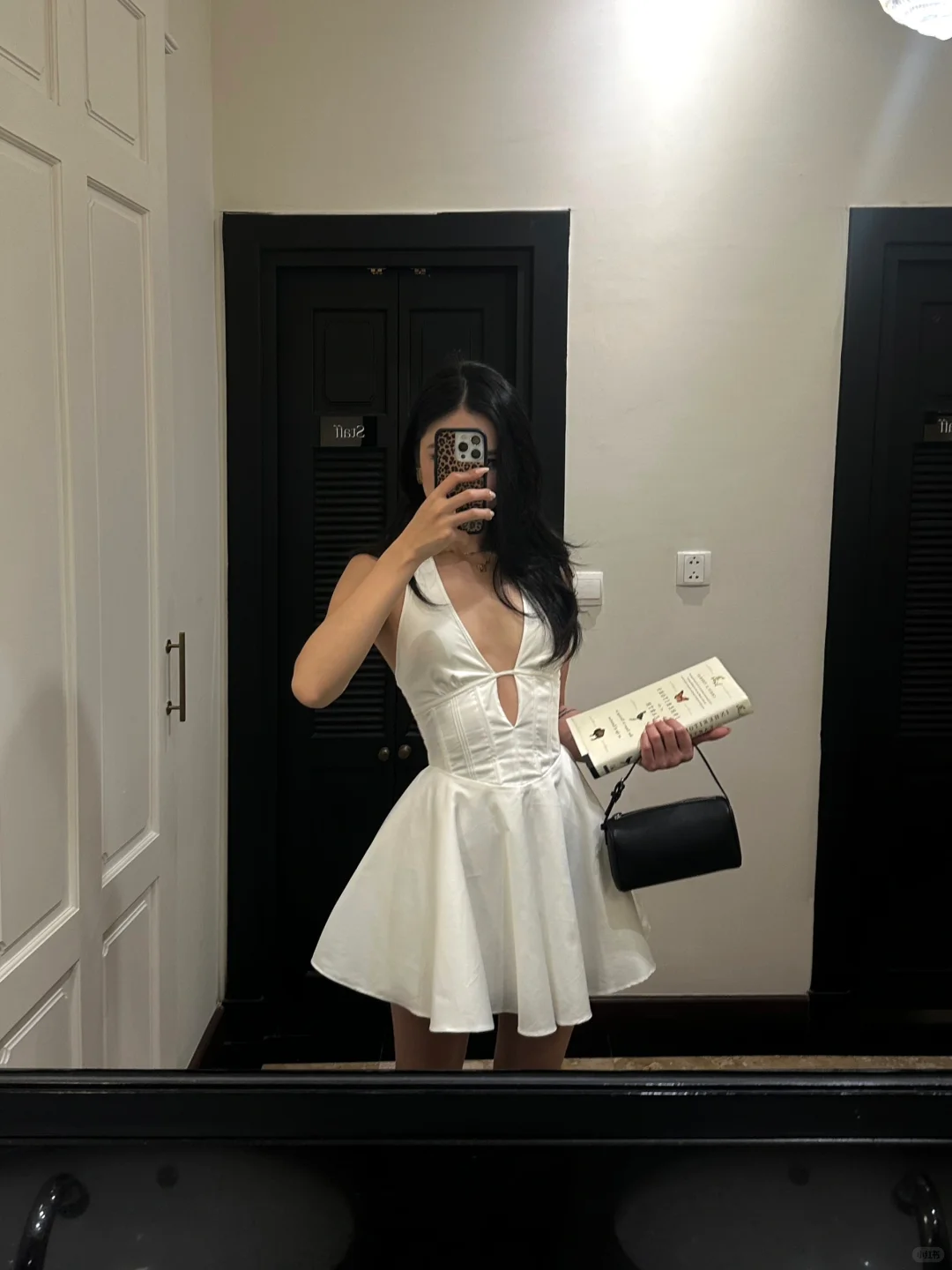 Open Back White A Line V Neck Satin Short Homecoming Dress Cocktail Dress DP2878