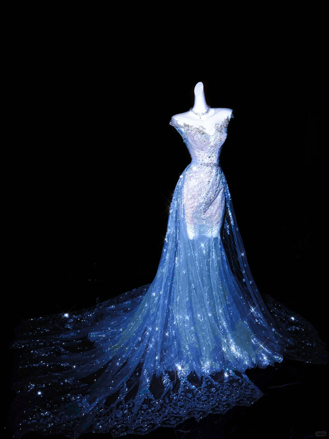 Dreamy Mermaid Round Neck Beaded Tulle Long Party Dress Evening Dress DP2597